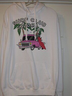 Men's Surf Club Aloha White Graphic Hoodie Size XL